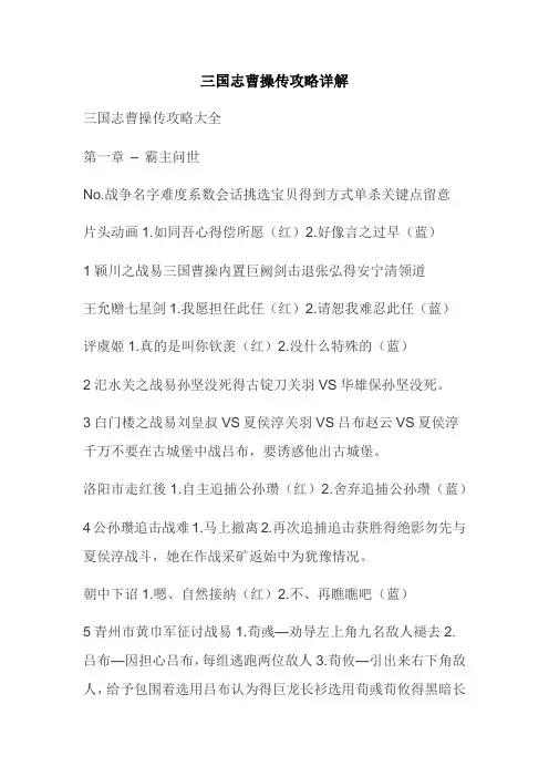 三国志曹操传攻略详解