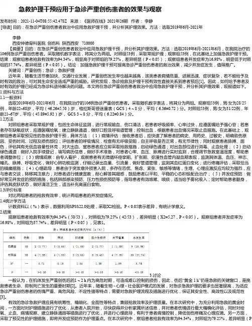 急救护理干预应用于急诊严重创伤患者的效果与观察