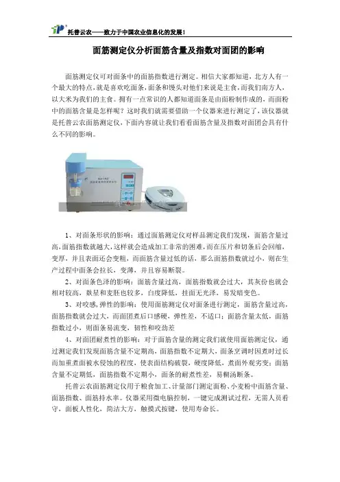 面筋测定仪分析面筋含量及指数对面团的影响
