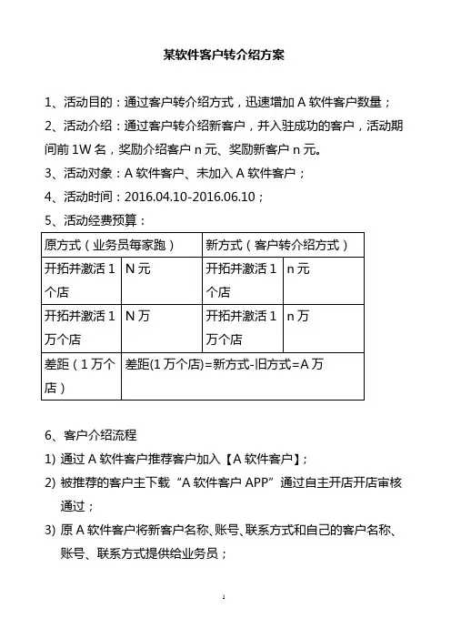 某软件客户转介绍方案