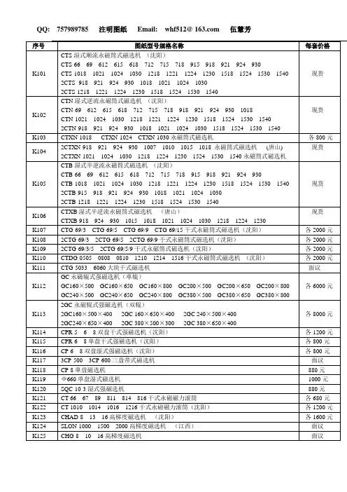 机械 CAD K1 磁选机图纸目录—散料
