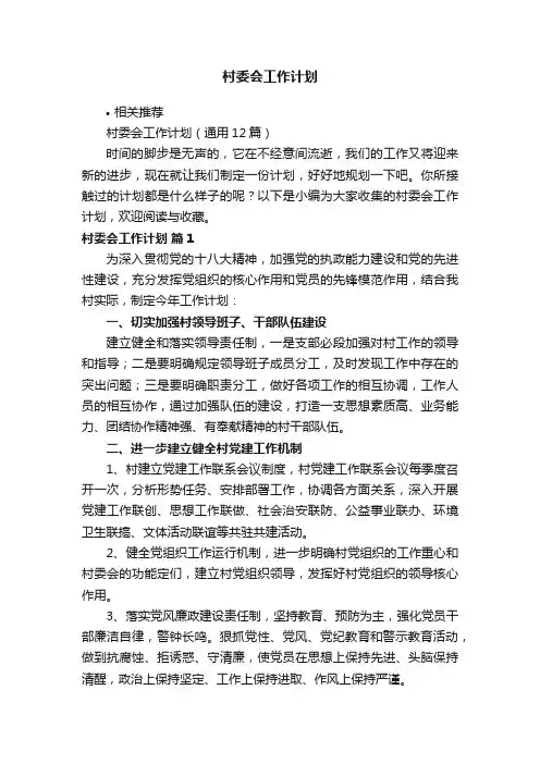 村委会工作计划