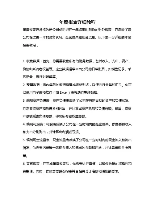 年度报表详细教程