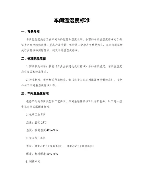 车间温湿度标准