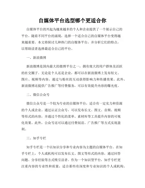 自媒体平台选型哪个更适合你