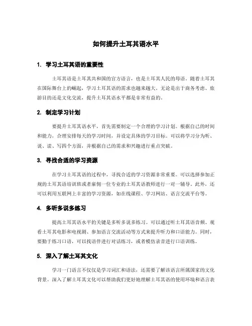 如何提升土耳其语水平