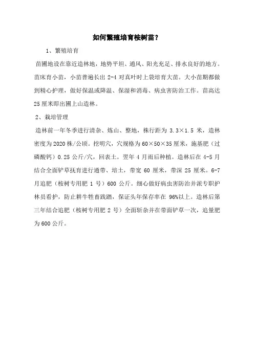 如何繁殖培育桉树苗？