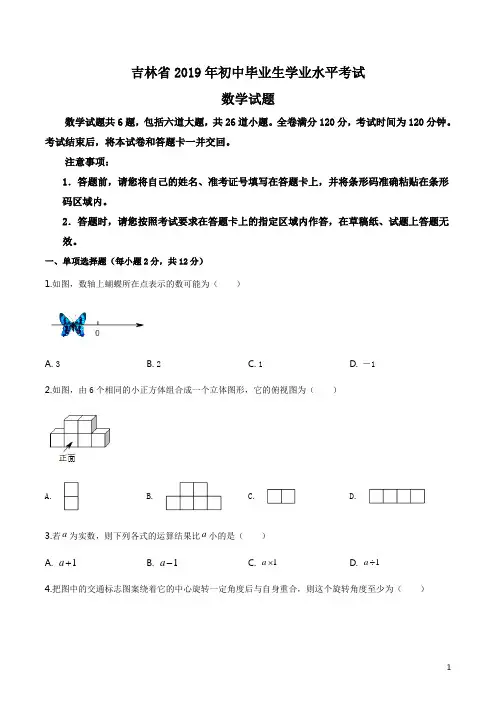 2019年吉林省中考数学试题(原卷版)
