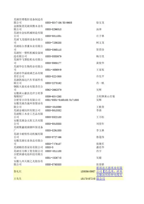 安徽企业最新名录