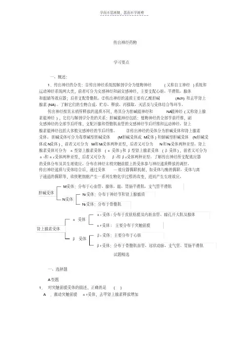 最新外周神经系统药物药理学试题