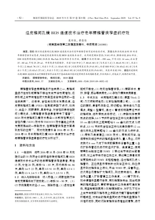 经皮椎间孔镜BEIS通道技术治疗老年腰椎管狭窄症的疗效