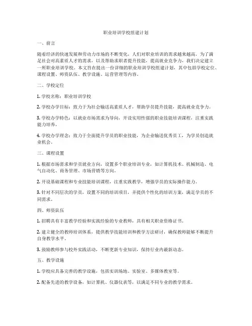 职业培训学校组建计划