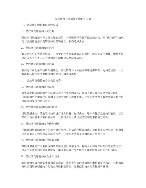 安全教育《燃放烟花炮竹》方案