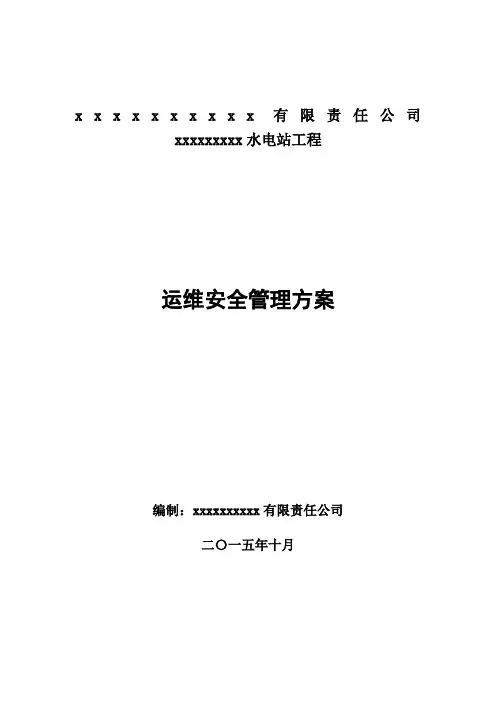 水电站委托运维安全生产管理方案