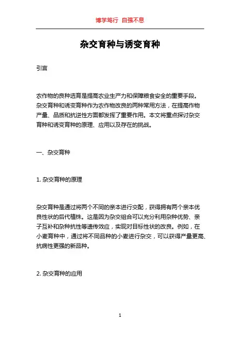 杂交育种与诱变育种