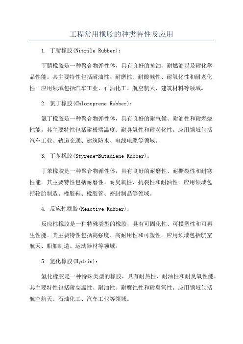 工程常用橡胶的种类特性及应用