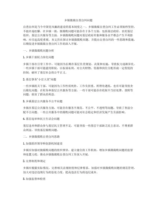 乡镇微腐自查自纠问题