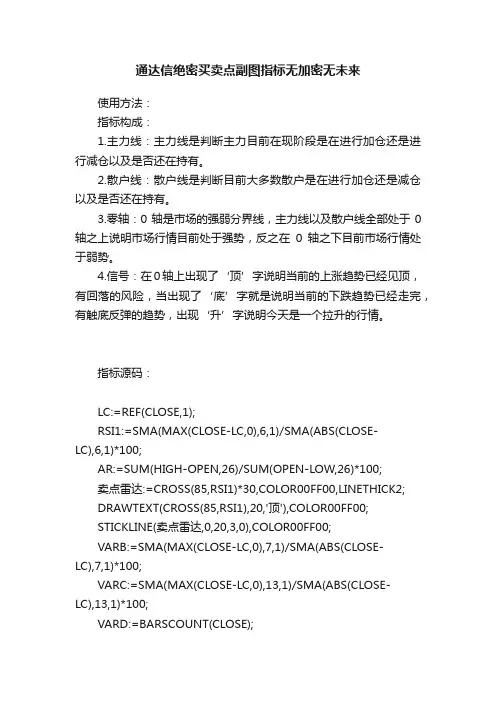 通达信绝密买卖点副图指标无加密无未来