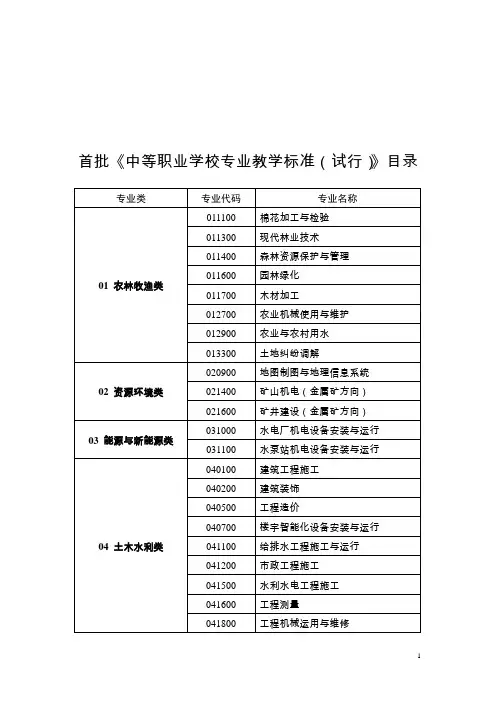 中等职业学校专业教学标准