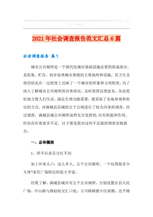 2021年社会调查报告范文汇总6篇【精选模板】