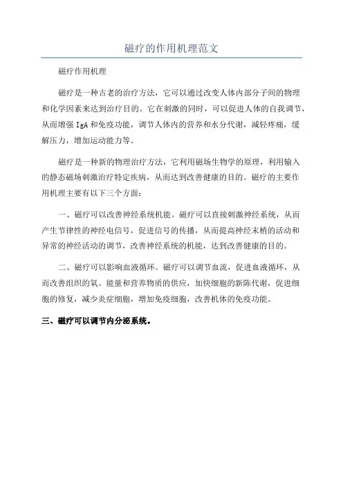 磁疗的作用机理范文