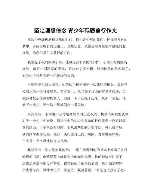 坚定理想信念 青少年砥砺前行作文