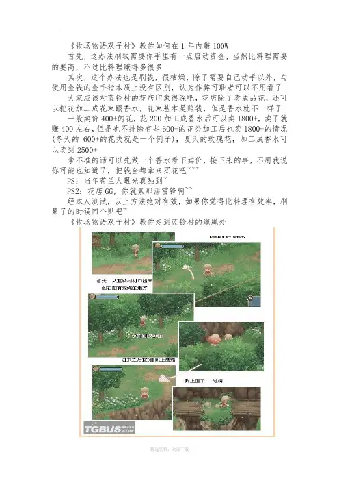 牧场物语—双子村攻略
