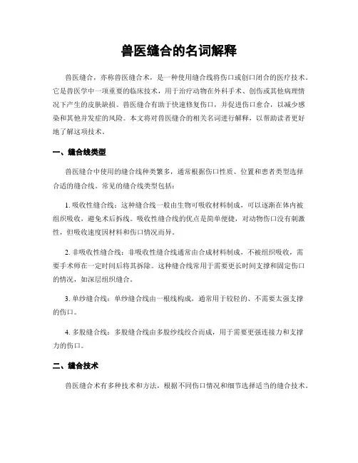 兽医缝合的名词解释