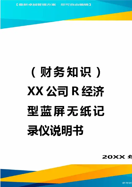 2020年(财务知识)有限公司R经济型蓝屏无纸记录仪说明书