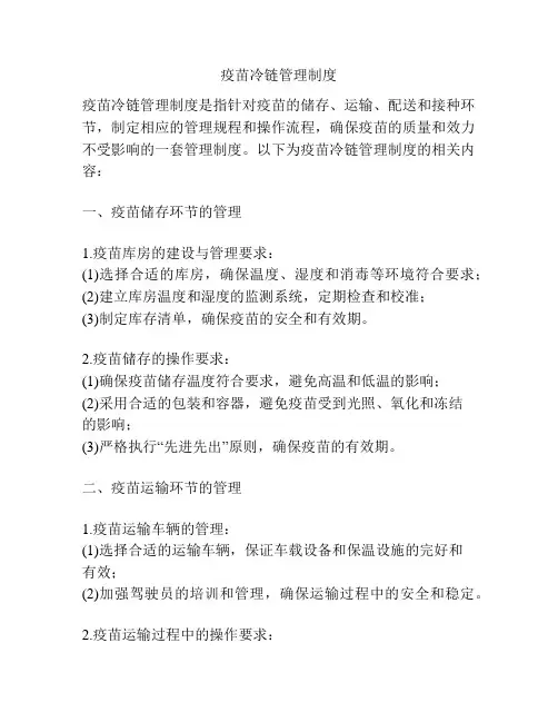 疫苗冷链管理制度