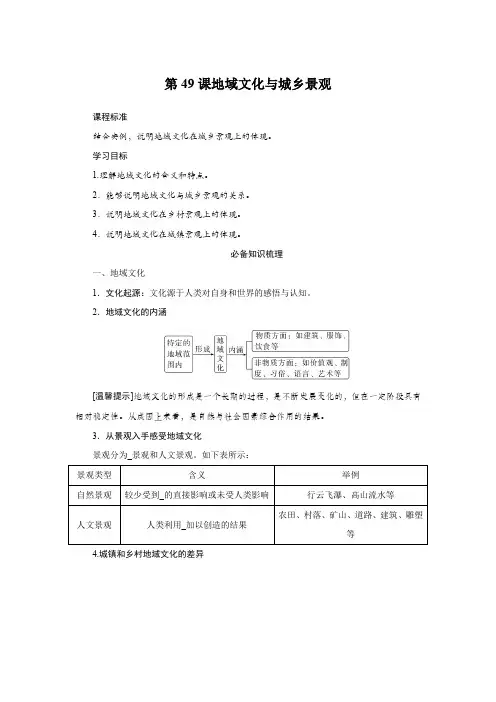 2025届高中地理复习第49课地域文化与城乡景观