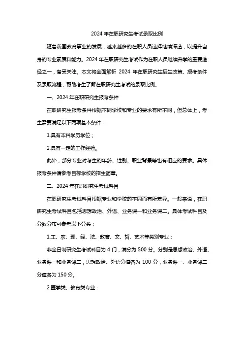 2024年在职研究生考试录取比例