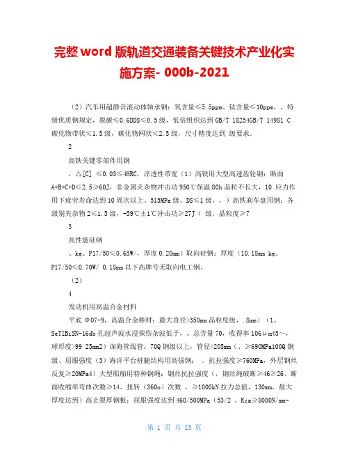 完整word版轨道交通装备关键技术产业化实施方案000b2021