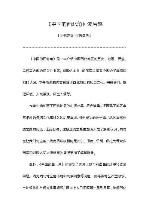 中国的西北角读后感
