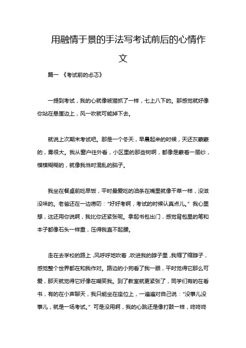 用融情于景的手法写考试前后的心情作文