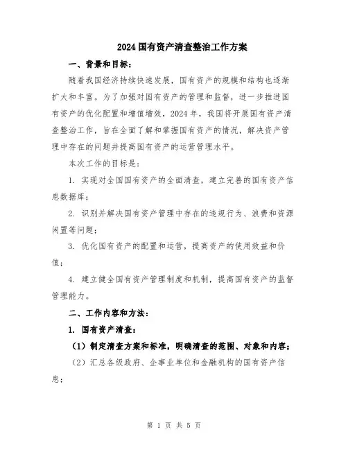 2024国有资产清查整治工作方案