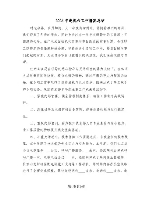 2024年电视台工作情况总结（六篇）