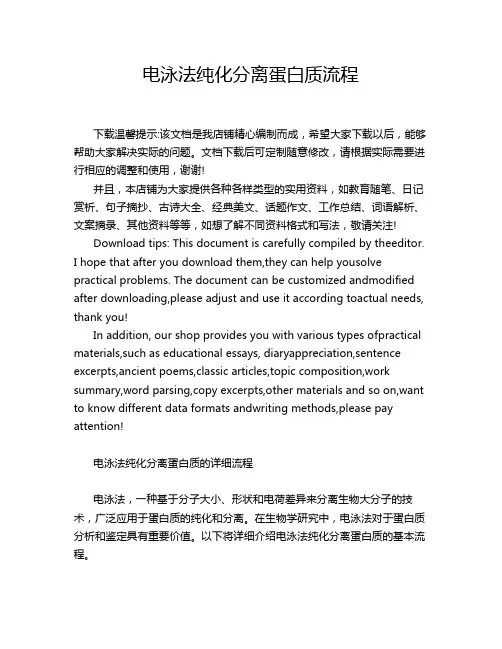 电泳法纯化分离蛋白质流程
