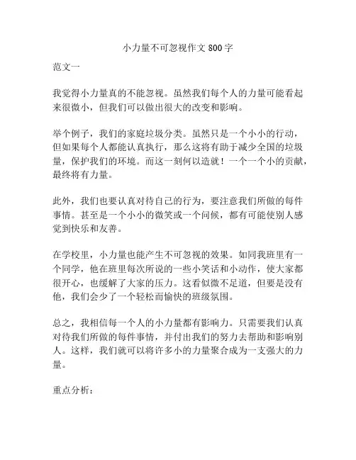 小力量不可忽视作文800字