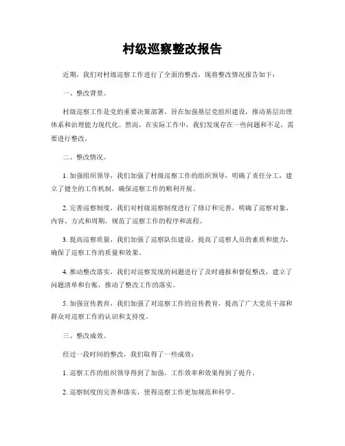 村级巡察整改报告