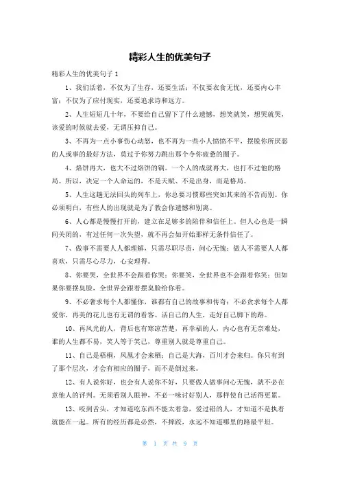 精彩人生的优美句子