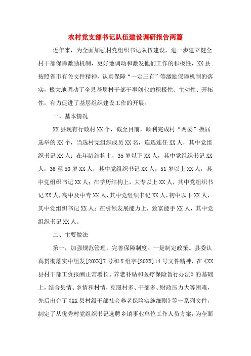 农村党支部书记队伍建设调研报告两篇