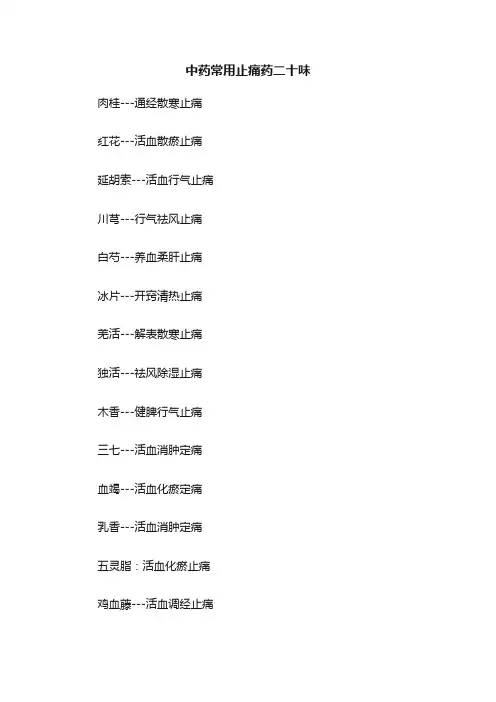 中药常用止痛药二十味