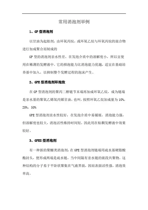 常用消泡剂举例