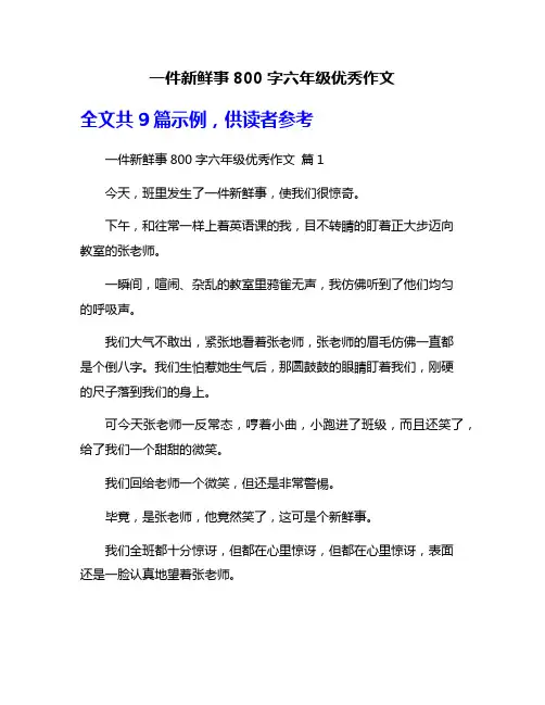 一件新鲜事800字六年级优秀作文