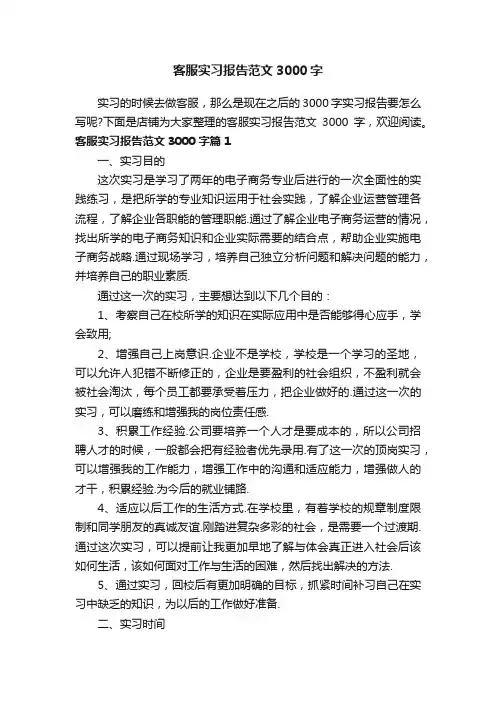 客服实习报告范文3000字