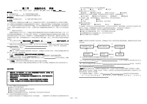 高中生物必修1《细胞的分化》(学案、有答案)