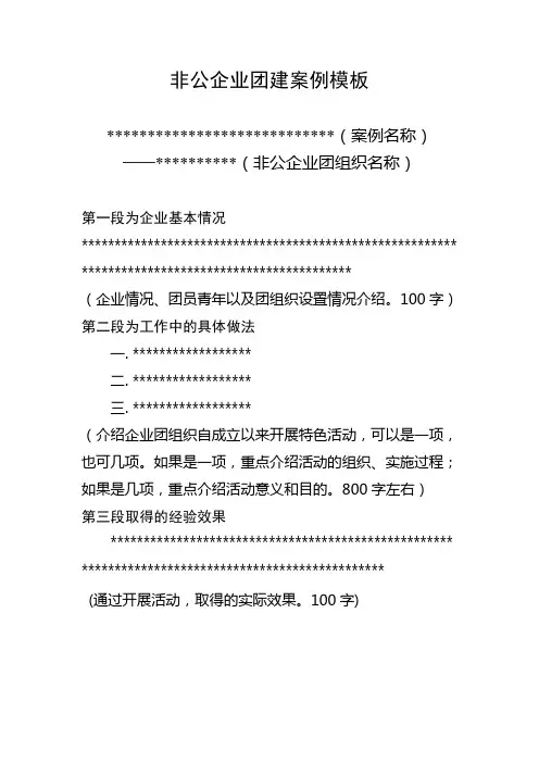 非公企业团建案例模板