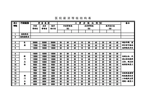 医院薪资等级结构表
