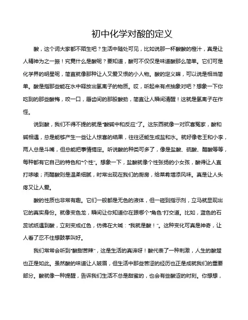 初中化学对酸的定义